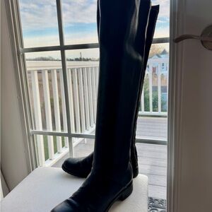Stuart Weitzman Black Nappa Leather Over-the-Knee Boots with Silver Bead Detail!
